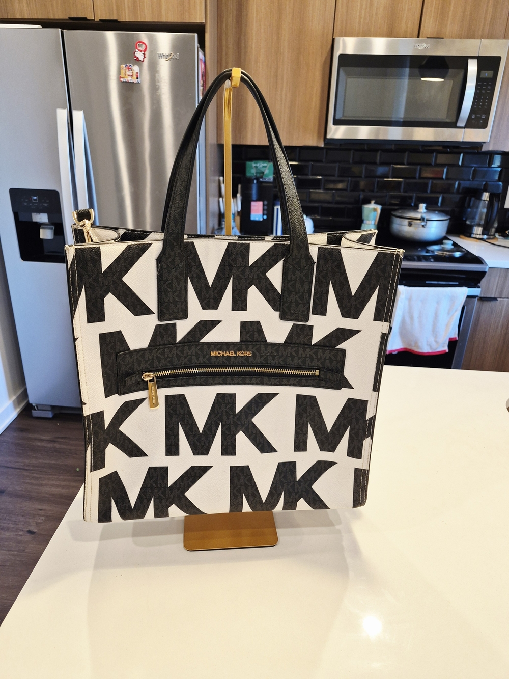 Michael Kors Kenly LARGE Tote Bag 14" by 14" Optic White Retails $398.00